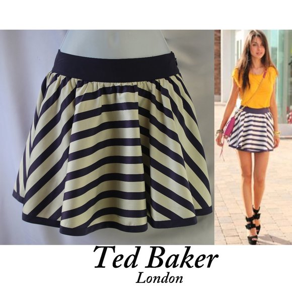 Ted Baker London Dresses & Skirts - Ted Baker London Striped Skater Mini Skirt 0